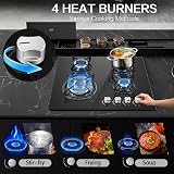TopStrong 60cm Gas Hob 4 Burner Glass Black Built-in NG/LPG Compatible 8060W view 3