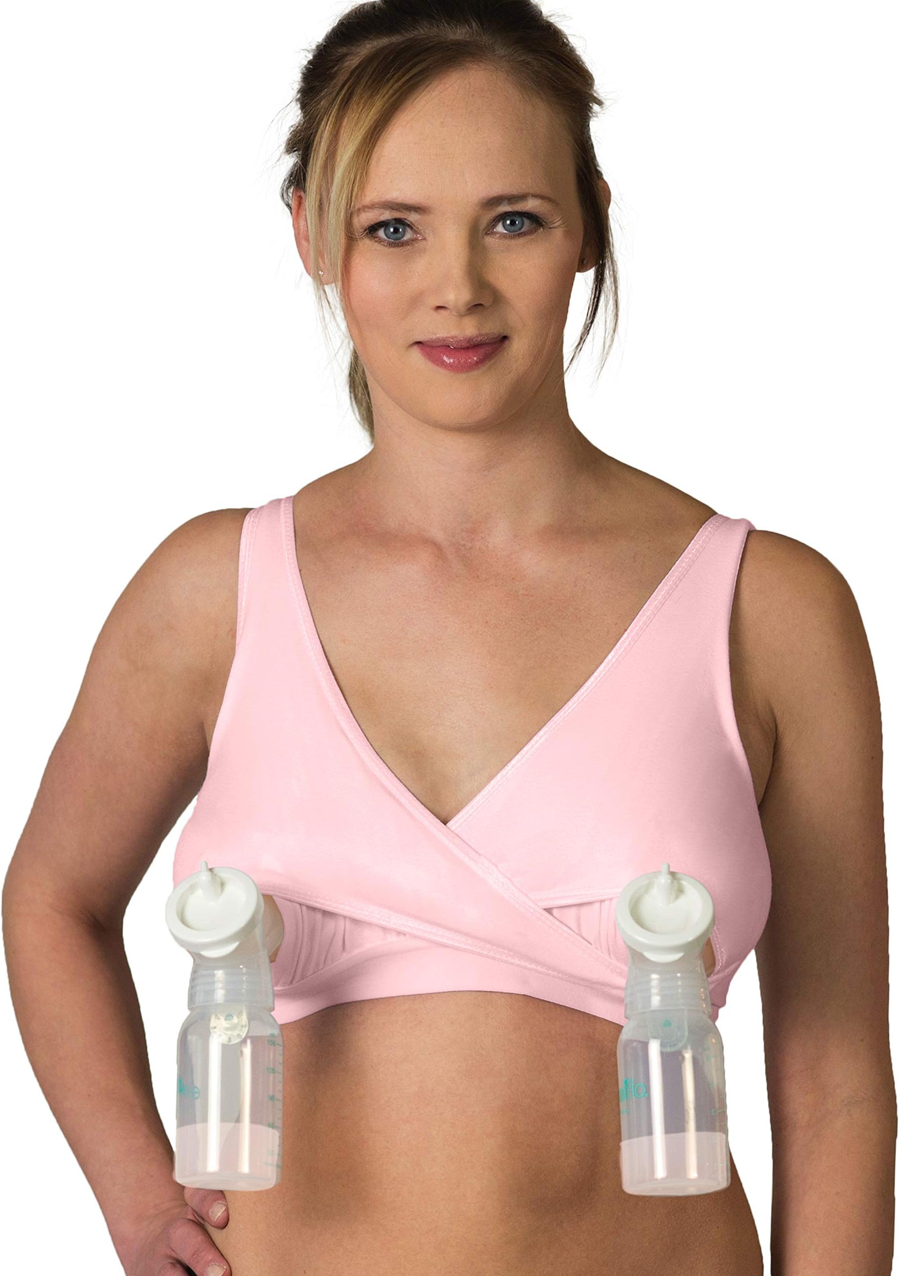 Essential Pump&Nurse All in One Nursing and Hands Free Pumping Bra, US Company, Blush S Pink