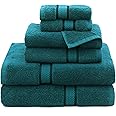 COTTON CRAFT Ultra Soft 6 Piece Towel Set - 2 Oversized Large Bath Towels,2 Hand Towels,2 Washcloths - Absorbent Quick Dry Everyday Luxury Hotel Bathroom Spa Gym Shower Pool Travel -100% Cotton - Teal