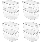 Vtopmart 8 Pack Clear Stackable Storage Bins with Lids, Large Plastic Containers with Handle for Pantry Organization and Storage,Perfect for Kitchen, Fridge, Cabinet, Bathroom Organizer