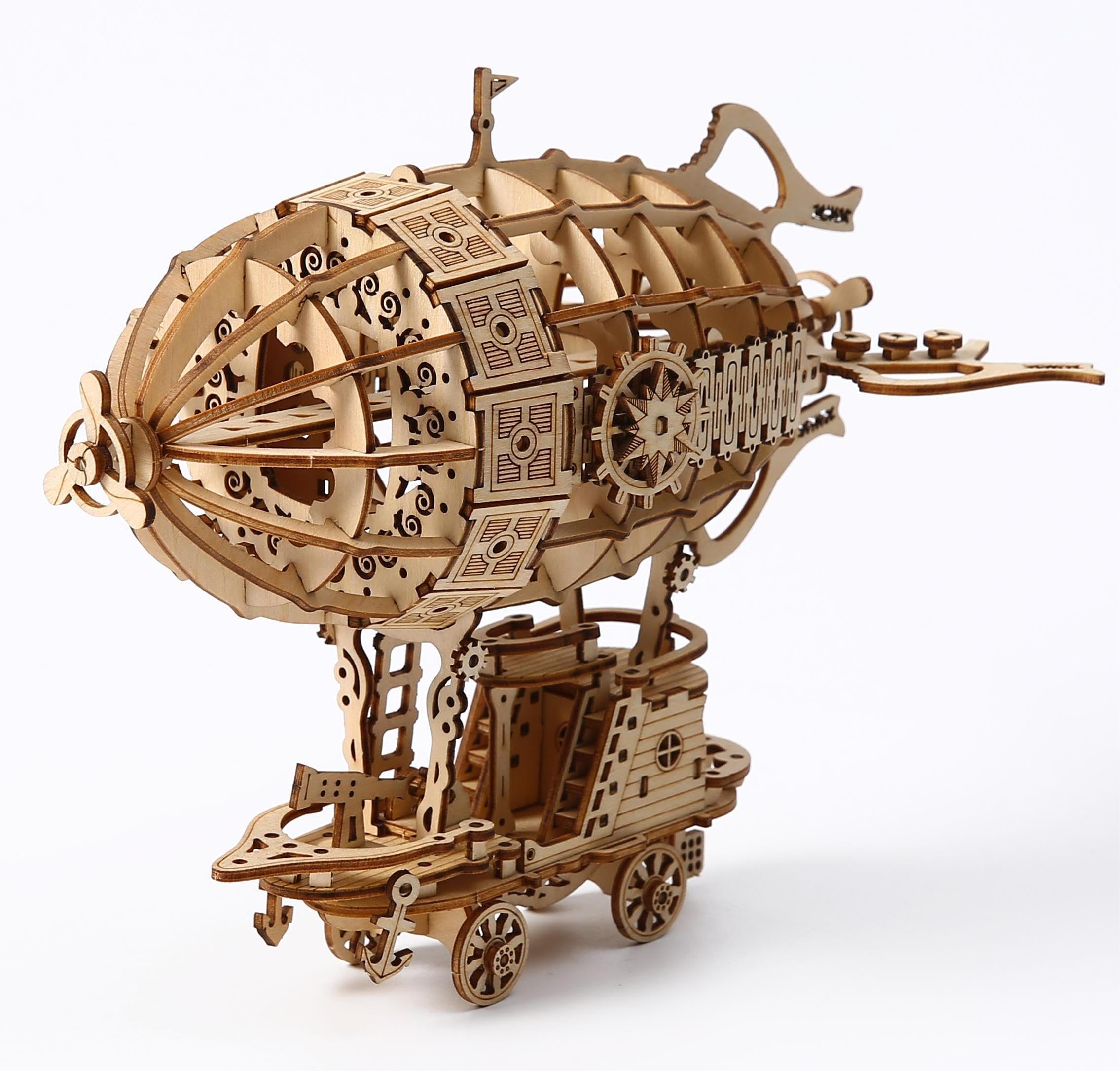 Hallisun 3D Wooden Puzzle for Adults, 3D Puzzle Model Airship Mechanical Model Kit Small Boats Building, Vintage Boat Series Construction Craft Set, DIY Steamboat Collections Decors Gifts 160 PCS — image 1