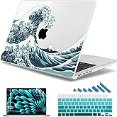 May Chen Case for MacBook Pro 14 inch, Models A2442 A2779 A2918 A2992 A3401 A3185 A3112 A3434, M1 M2 M3 M4 M5 Chip (2021-2025 Release), Plastic Hard Shell Case with Keyboard Cover, Great Wave