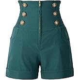 Penelope Vintage Women's 50s Retro Rockabilly Style High Waist Pinup Shorts