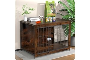 RUPZEN Dog Crate Furniture, Wooden Dog Crate 38in, Decorative Cage with End Table for Dog Indoor Kennel, High Anxiety Dog, Escape-Proof Locks for All Breeds