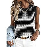 ANRABESS Womens Sweater Vest Top Striped Sleeveless Lightweight Knit Tank Tops 2026 Summer Spring Clothes Vacation Outfits