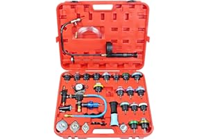 YSTOOL Radiator Pressure Tester Coolant Vacuum Refill Kit 33PCS Automotive Cooling System Leak Test Pneumatic Water Tank Purge Fill Tool Set with Gauge Adapter Cap Universal for Auto Car Airlift