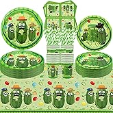 Pickle Party Supplies - Pickle Party Tableware - Dinner Plates Desserts Plates Cups Napkins Tablecover Straws for Pickle Birthday Party Decorations Baby Shower Supplies, Serves 40