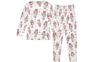 Sletend Long sleeve Pajamas Cute Christmas Nutcracker Jammies Pjs Cotton Pajama Sleepwear Sets