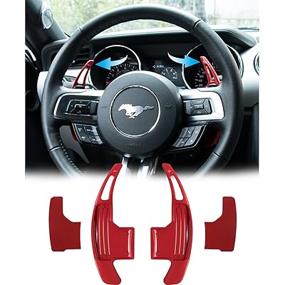 Danti 2Pcs Aluminum Steering Wheel Dull Polish Shift Paddle Shifter Extension for Ford Mustang 2015 2016 2017 2018 (Red)