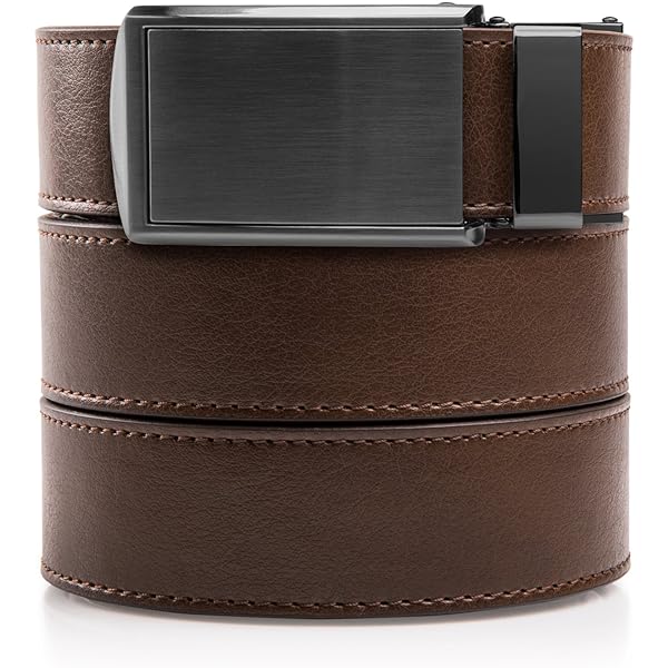 SlideBelts Men's Vegan Leather Belt without Holes - Black with Bar