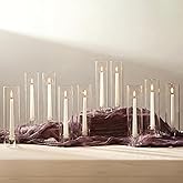 NUPTIO Taper Candle Holders Glass: Set of 10 Hurricane Candlestick Holder Bulk - Candle Stick Stand with Cylinder Sleeves for Thanksgiving Chrstmas Birthday Party Decor