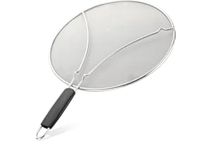 Zulay Kitchen Large Splatter Screen for Frying Pan (13") - Blocks Hot Oil Splashes - Stainless Steel Grease Splatter Guard fo
