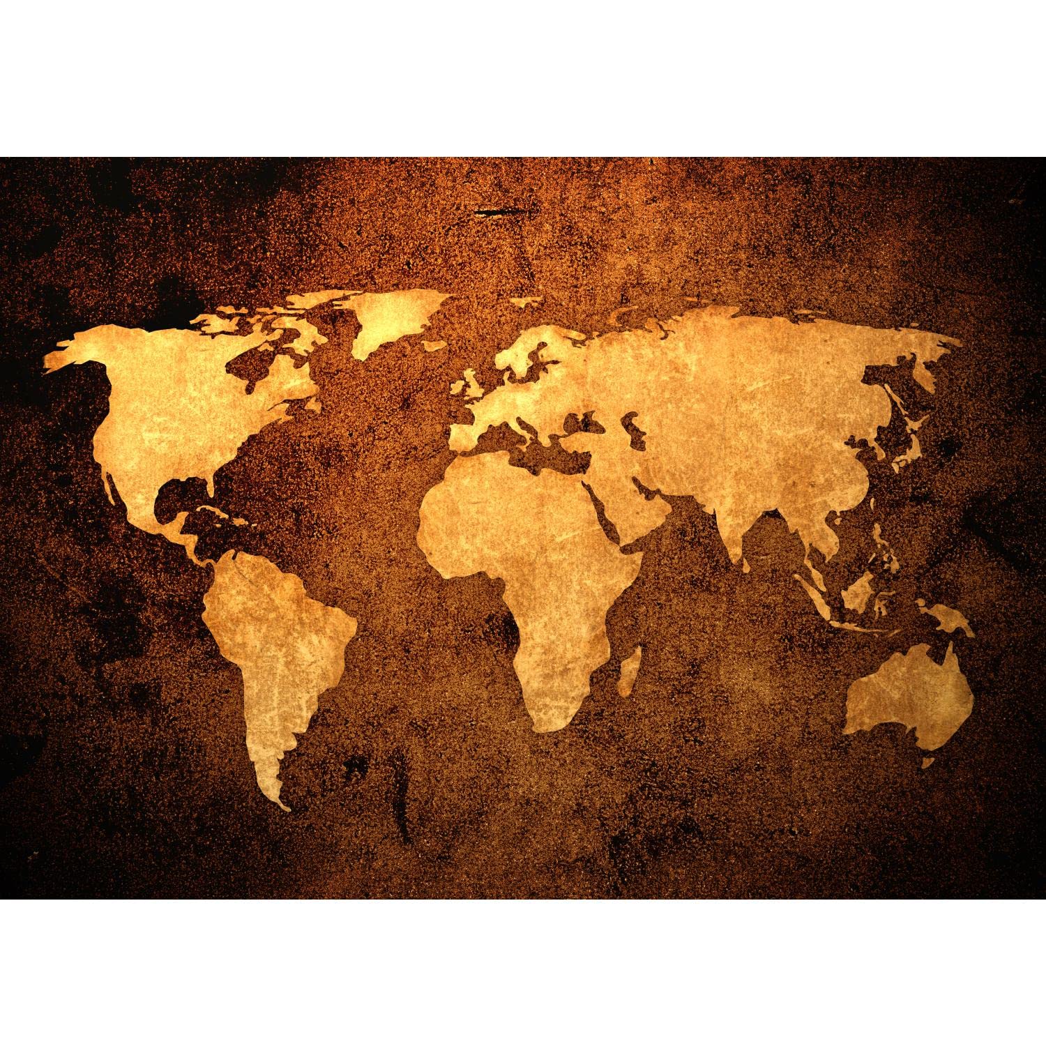 Runa Art Photo Wallpaper World map Antique 352 x 250 cm Non-Woven Wall Art XXL Moderne Living Room Bedroom Orange Brown 9015011c