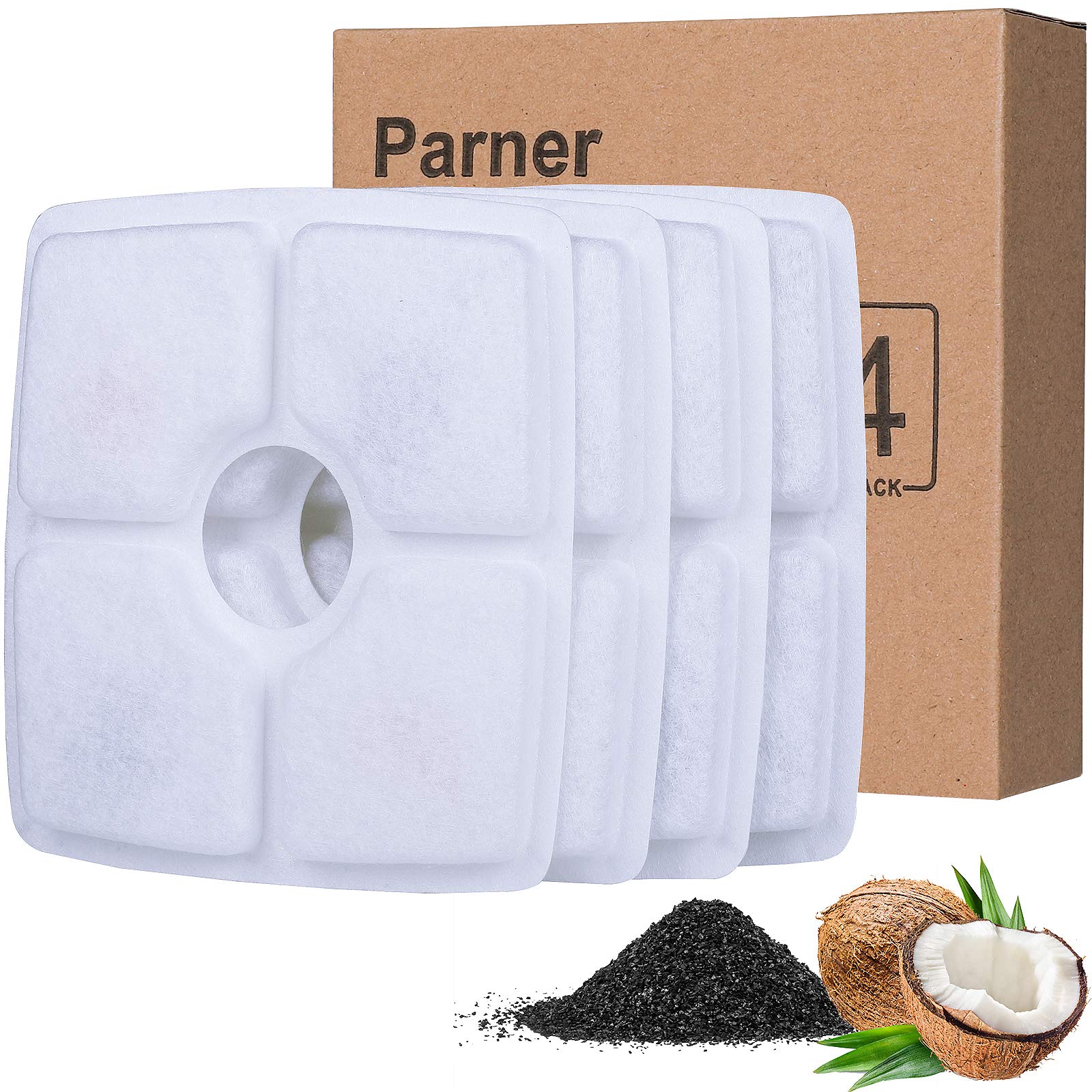 Semai Pet Fountain Filter, Pet Water Fountain Filter Cartridges for Cat Dog, Replacement Ion Exchange Resin & Cotton Activated Carbon Drinkwell Filter (4 Pack)