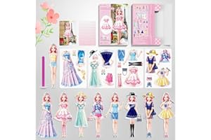 BVI BOOMERVIVI Magnetic Dress Up Doll, Magnet Princess Clothes Puzzles for Toddler, Dress Up Game Travel Toys, DIY Magnetic Paper Dolls for Girls Age 4-7, Learning Created Imagine, Birthday (Liz)