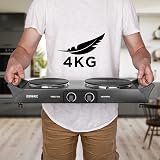 Duronic HP2BK Double Electric Hot Plate 2500W Black Portable 2 Cast Iron Hob view 5