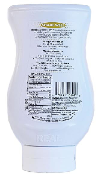 MANGO REÀL, MANGO PUREE INFUSED SYRUP, 16.9 FL OZ SQUEEZABLE BOTTLE (PACK OF 1)