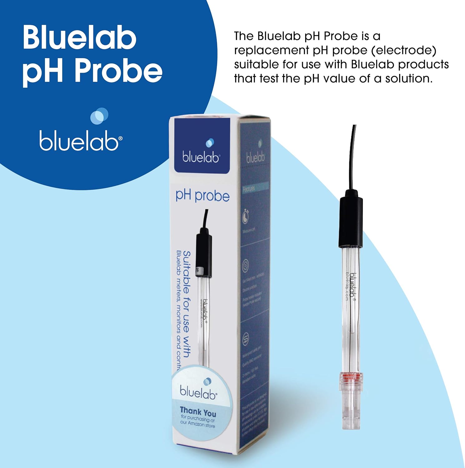 Bluelab PROBPH pH Probe, Replacement Probe with BNC Fitting, Easy Calibration : Science Lab Ph Meters : Garden & Outdoor