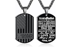 GLITTO Stocking Stuffers - Best Dad Son Brother Grandson Grandpa Boyfriend Husband Ever Necklace, Stainless Steel Flag Dog Tags Jewelry, Birthday Valentine Christmas