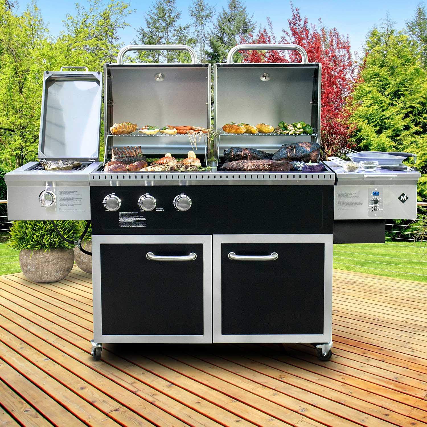 review More Sweet Deals Hybrid Pellet and Propane Gas Grill Barbeque 1027 sq.in. Cooking Surface Ourdoor Cooking Entertain