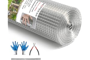 HOPERAN Hardware Cloth 1/4 Inch 48 x 100 ft 23 Gauge, Hot Dipped Galvanized After Welding, Square Chicken Wire Fencing Mesh Roll, Chicken Coop Wire Fence Raised Garden Bed Poultry Netting Cage