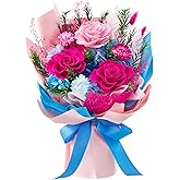Flomoon Preserved Flowers Bouquet, Valentines Day Forever Flowers, Birthday Gifts for Women, Mother, Wife, Mothers Day Flowers for Mom (Blue)