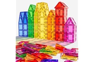 Mruikeny Magnetic Tiles Building Blocks for 3 4 5 6 7 8+ Years Old Boys Girls Colorful Magnet Stacking Toys Birthday Gift for Toddlers STEM Preschool Educational Construction Tiles Set