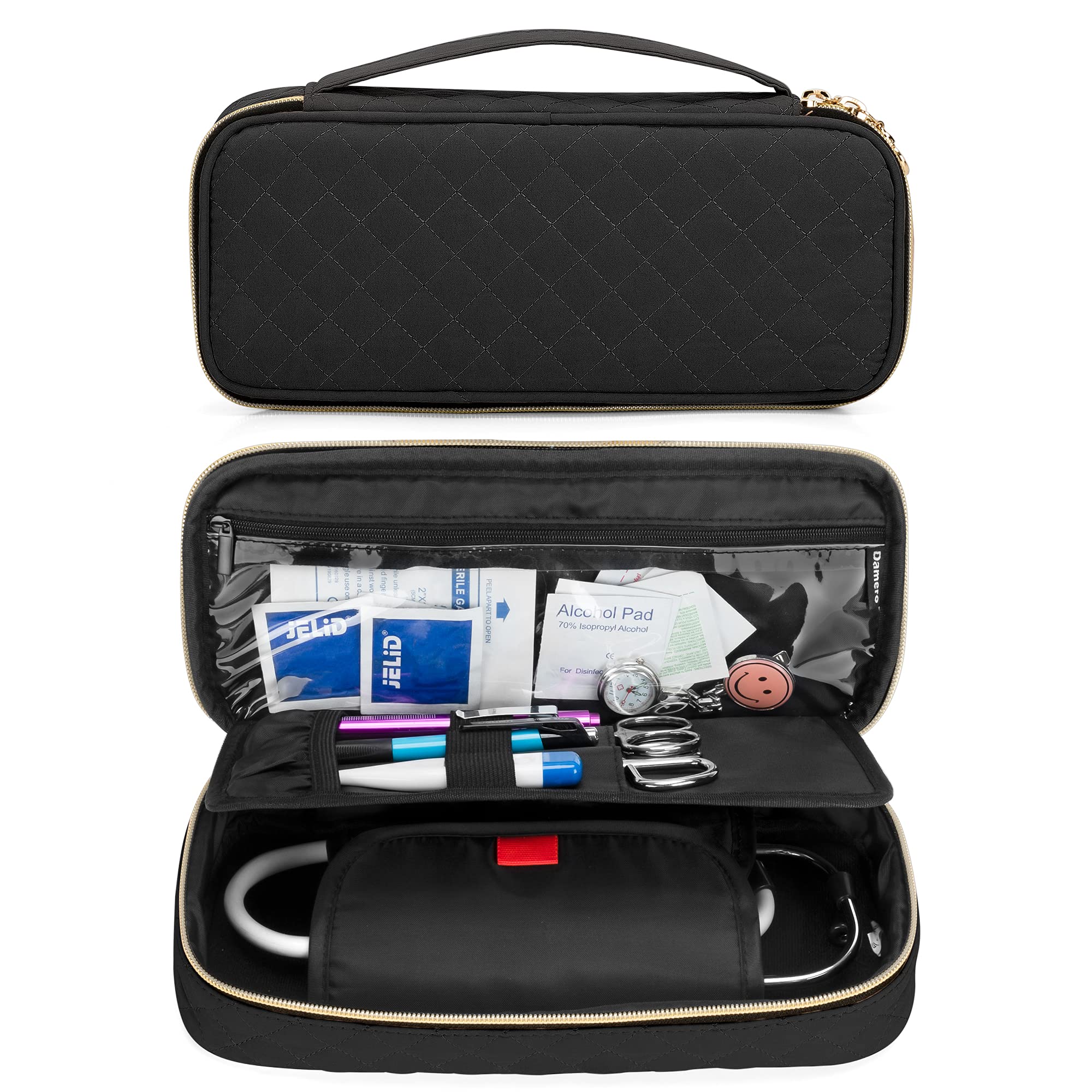 Damero Protective Stethoscope Case Compatible with 3M Littmann/ADC/Omron Stethoscope, Stethoscope Carrying Bag Travel Case for Nurse Accessories, Black