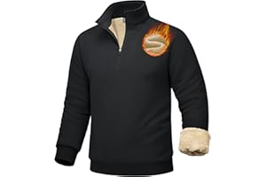 MAGCOMSEN Men's Sherpa Lined Quarter Zip Fleece Heavyweight Pullover Winter Warm Sweatshirts