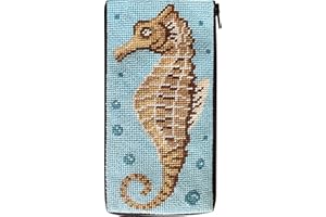 Stitch & Zip Eyeglass Case Needlepoint Kit - Sea Horse