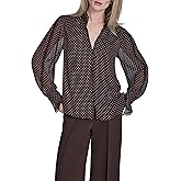 BCBG Womens Ruffle Collar Button Down