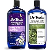 Dr Teal's Foaming Bath Variety Gift Set (2 Pack, 34oz Ea.) - Relax & Relief Eucalyptus & Spearmint, Melatonin Sleep Bath - Essential Oils Blended with Pure Epsom Salt Eases Aches & Aids in Sleep