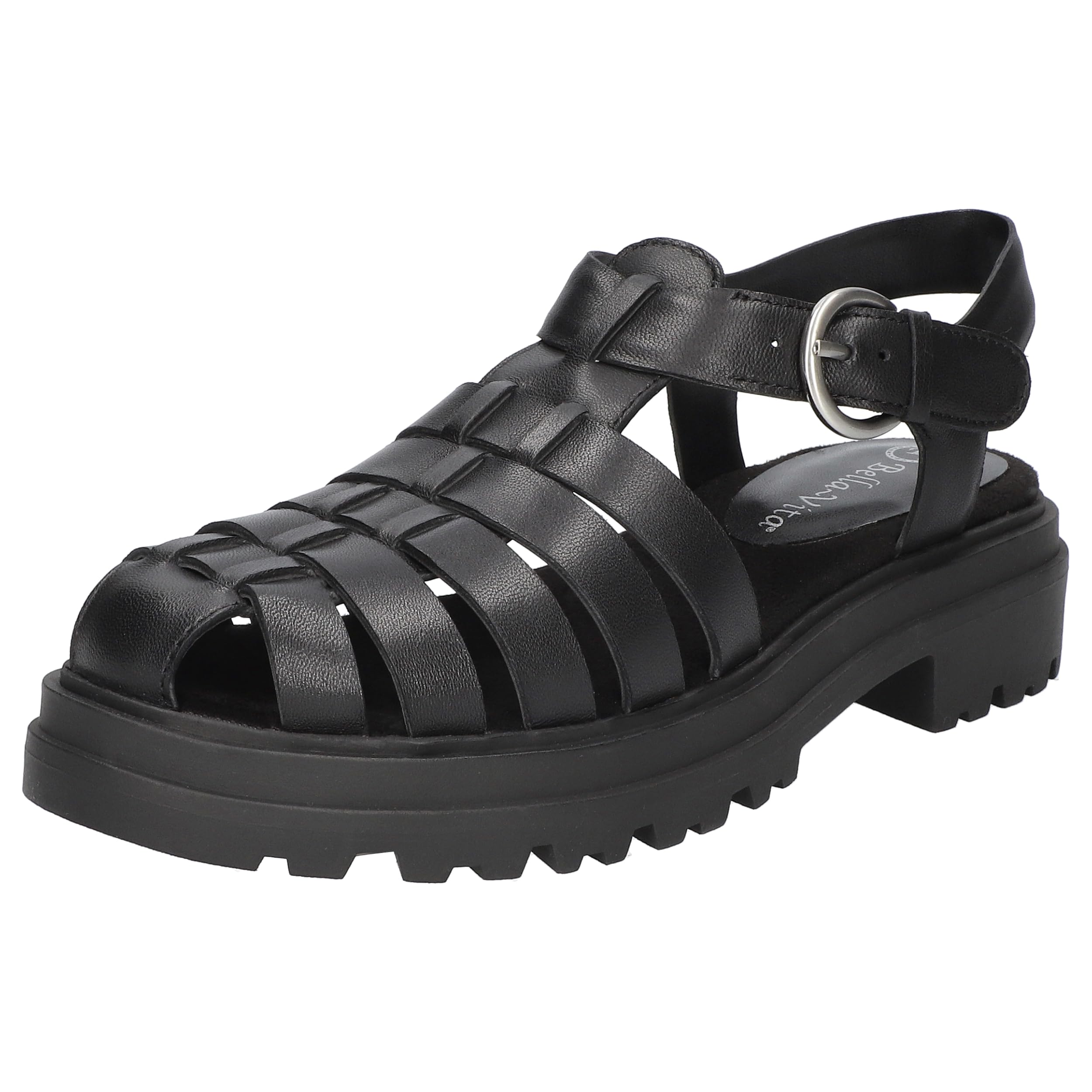 Bella Vita Women’s Sinclaire Flat Sandal, Black Leather, 9 Wide