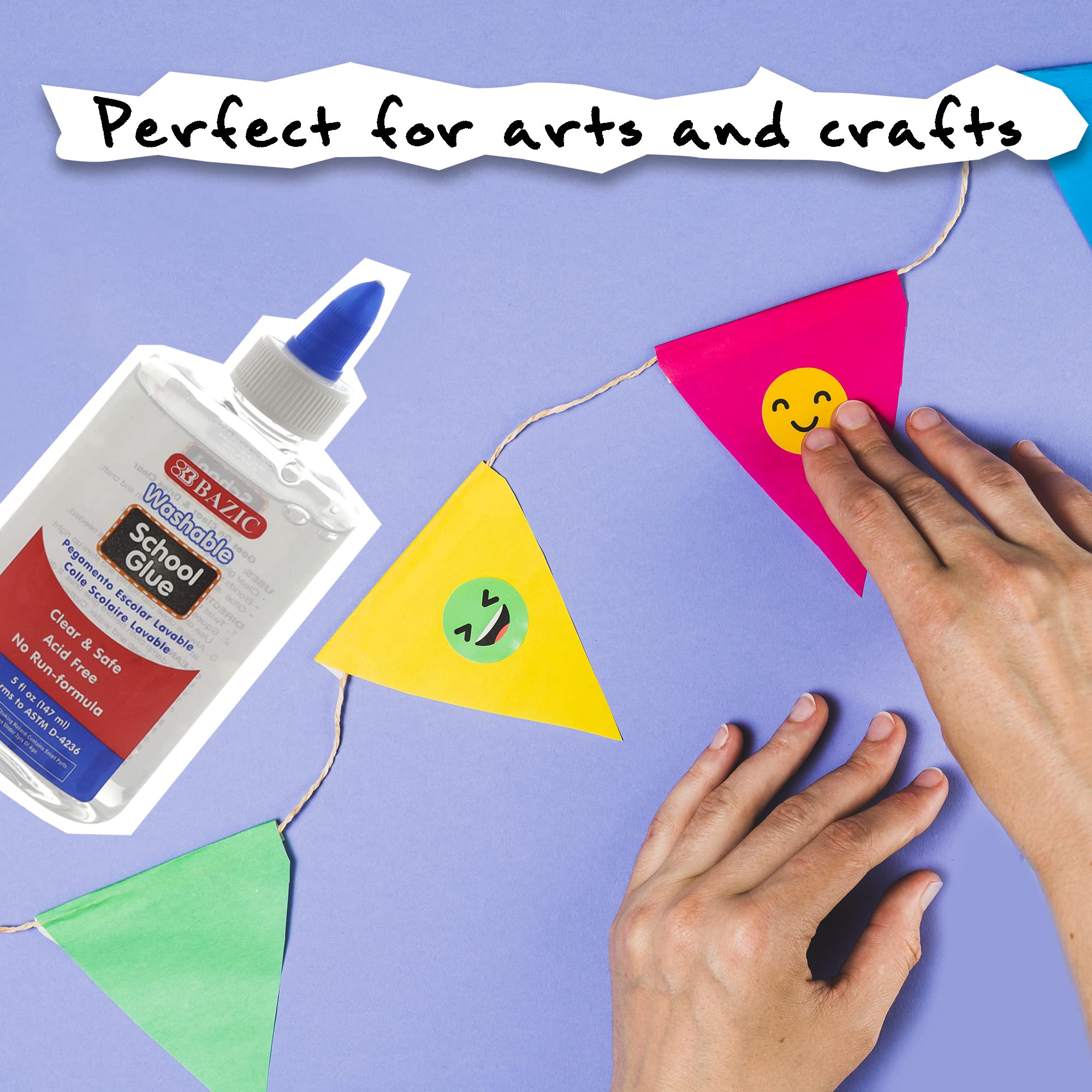 BAZIC Washable Clear School Glue 5 Oz. (147 mL), Liquid Clear Glues Adhesive, for Making Slime Art Crafts at School Home Office, 1-Pack