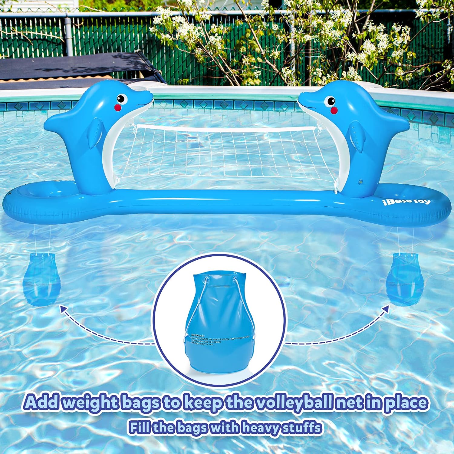 Inflatable Pool Volleyball Set Dolphin Shaped Volleyball Court