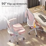 nasapaluro Ergonomic Desk Chair Pink with Flip-Up Armrests Mesh Back Lumbar view 6