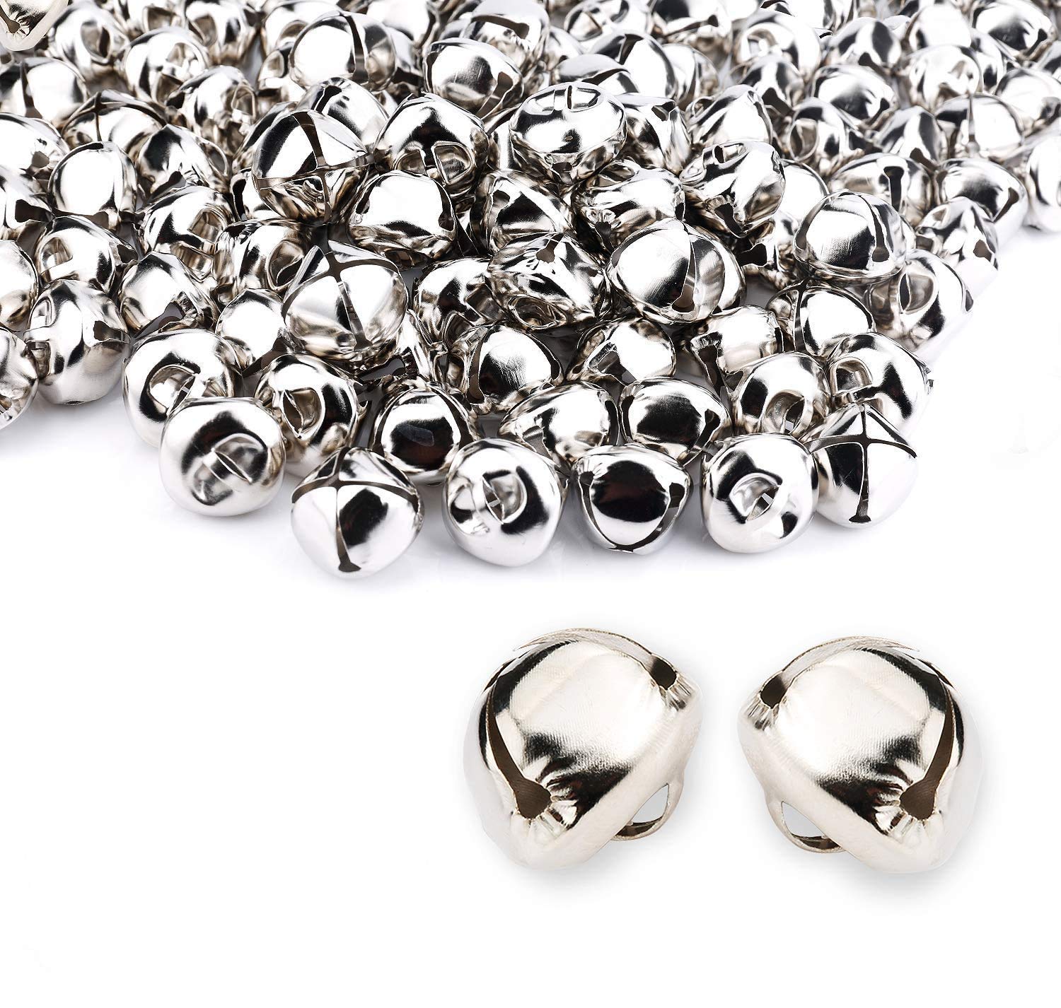 ‎Augshy Jingle Bells, 50 Pieces 20 MM Craft Bell Christmas Metal Jingle Sleigh Bells Bulk for Christmas Home Pet Decorations(Silver)