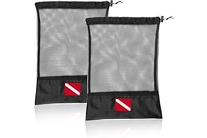 Dawitrly 2 Pcs Mesh Dive Bag, Diving Mesh Bags with Shrink Lock, Nylon Drawstring Bag for Scuba Gear, Fit for Diving, Snorkeling