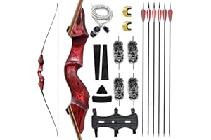 Black Hunter 60inch Archery Bow and Arrow Set Adult 20-60lbs Wooden Riser Longbow Takedown Longbow for Hunting Shooting Right