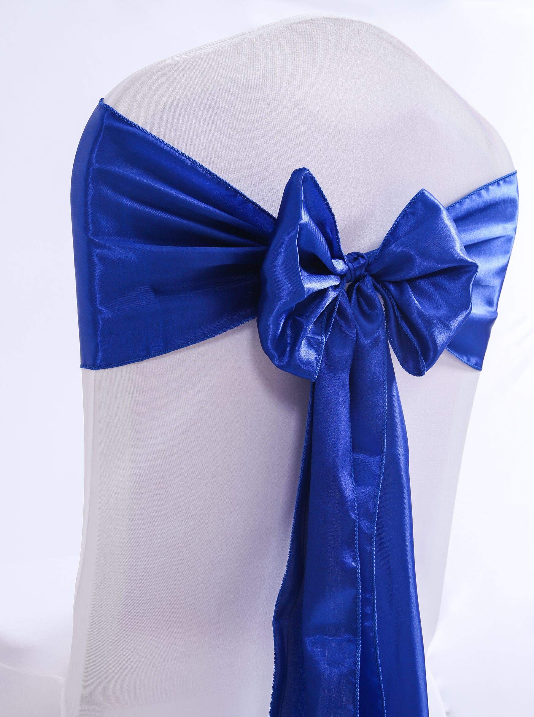 Namvo 25PCS Chair Bow Elastic Satin Chair Bowknot Sashes Back Decoration for Wedding, Party, Home, Not Included Chair Cover (Blue)
