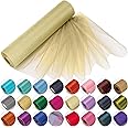 Trimming Shop 25M X 29Cm Snow Sheer Organza Rolls Ivory with Glitter Fabric - Perfect As Christmas, Wedding Or Party Decorations