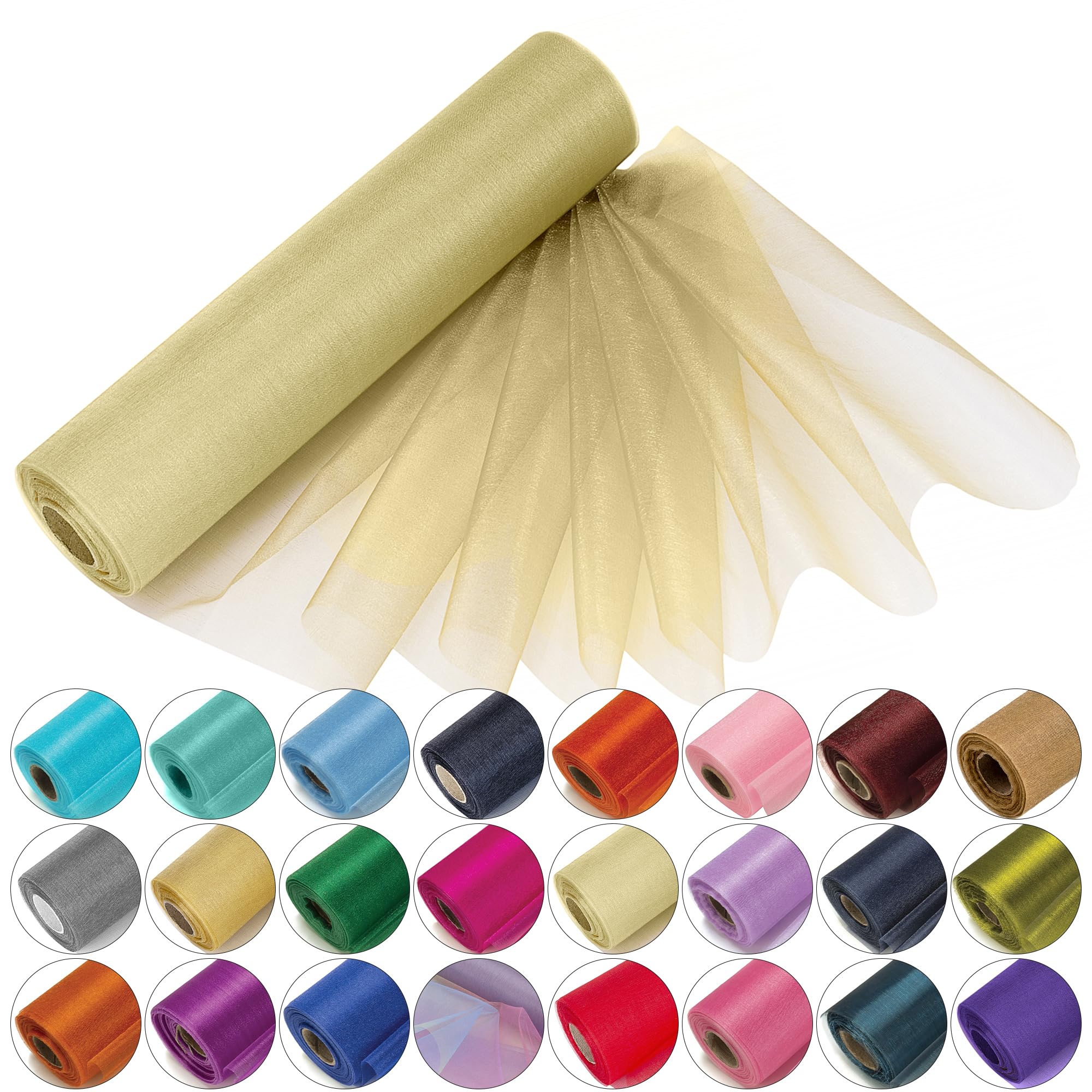 Trimming Shop Organza Roll Snow Sheer Glitter Fabric 25m x 29cm for Wedding Venue, Chair Bow Sash, Table Runner, Christmas Event, Party Decoration, DIY Craft Projects, Ivory