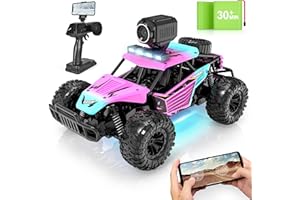 Hosim RC Cars with 1080P HD FPV Camera, 1:16 Scale Gift Off-Road Remote Control Truck Car High Speed Monster Trucks for Kids Adults Boys & Girls 2 Batteries for 60 Min Play (Pink)