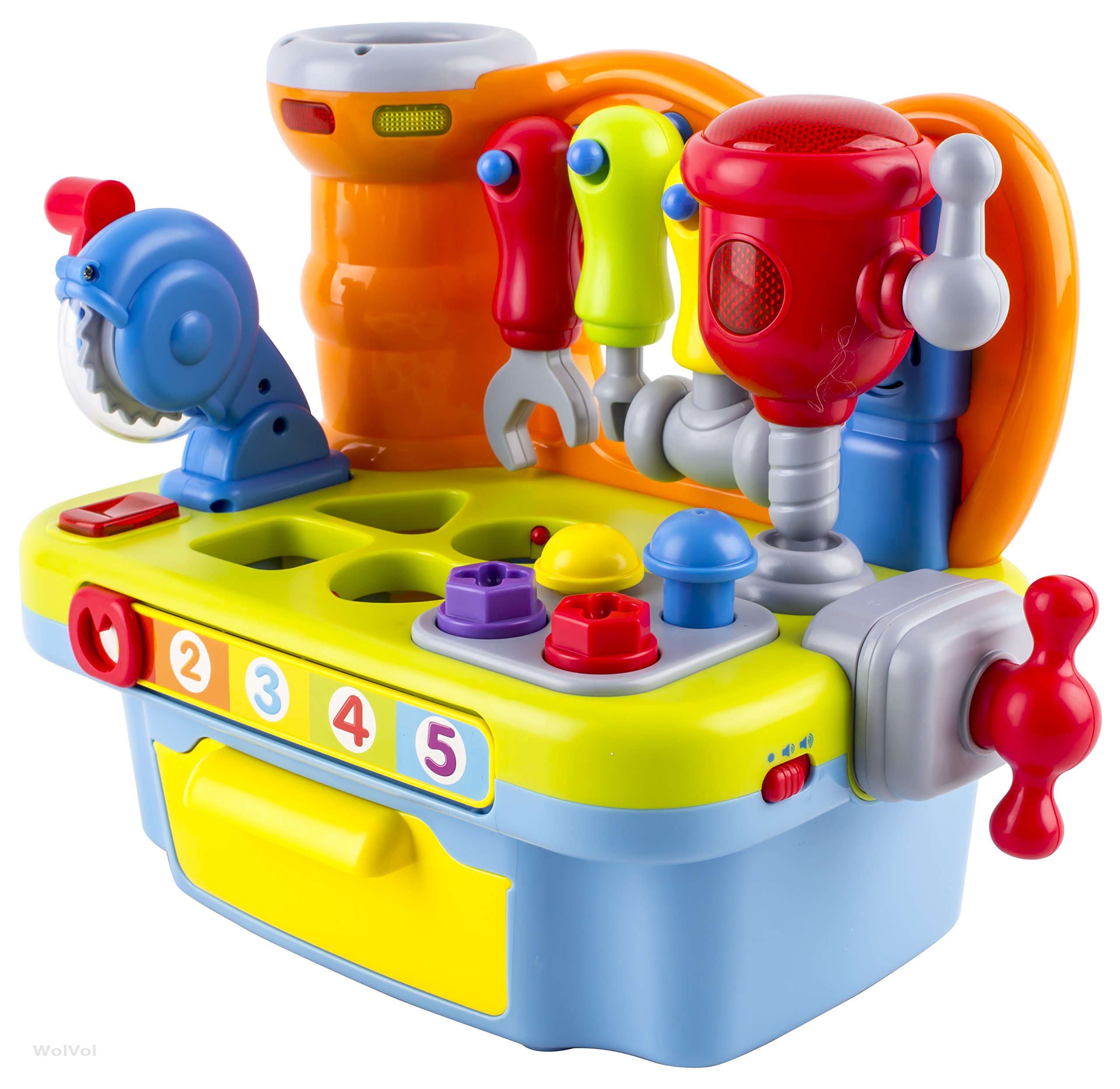 WolVol Musical Learning Workbench Toy with Tools, Engineering Sound