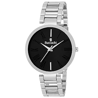 Analouge Black Dial Water Resistant Watches for Women(Silver, B-L1039)