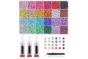 24 Colors Resin Jelly Rhinestones Bedazzling Kit with 3Pcs B7000 Glue,Mixed-Color Flatback Gems for Bedazzling Clothing Shoes