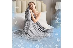 VK VK·LIVING Cooling Blanket for Hot Sleepers Breathable Summer Blankets Q-Max 0.5 Arc-Chill Cooling Thin Blankets for Night Sweats, Lightweight Double Sides Cooling Blankets (Twin 60"x80", Grey)