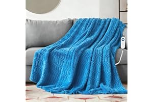 Eastsora Heated Blanket Flannel Throw Blanket, 50"*60" Electric Heating Blanket with ETL & FCC & 12 Heating Levels & Auto Shut Off，Machine Washable（Pink）