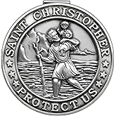 PloreWay St Christopher Medal for Car, St Christopher Visor Clip, Gifts for Catholic Men, Talisman for Safety, Automotive Visor Accessories, Catholic Gifts, Gift for Drivers, Families, Friends