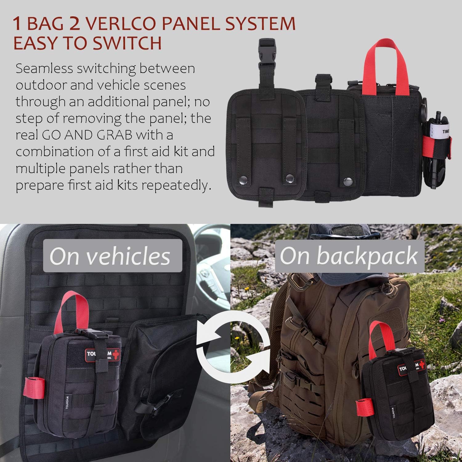 TOUROAM IFAK Med Trauma Kit, Molle Tactical Emergency First Aid Kit Survival Military, Rip-Away Field Dressing Kit with Tourniquet for Camping Hiking Bug Out : Sports & Outdoors